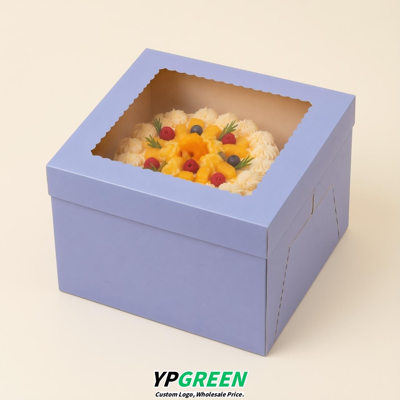 Periwinkle 10 & 12 inches Tall Cake Box with Window - Square Cardboard Cake Box