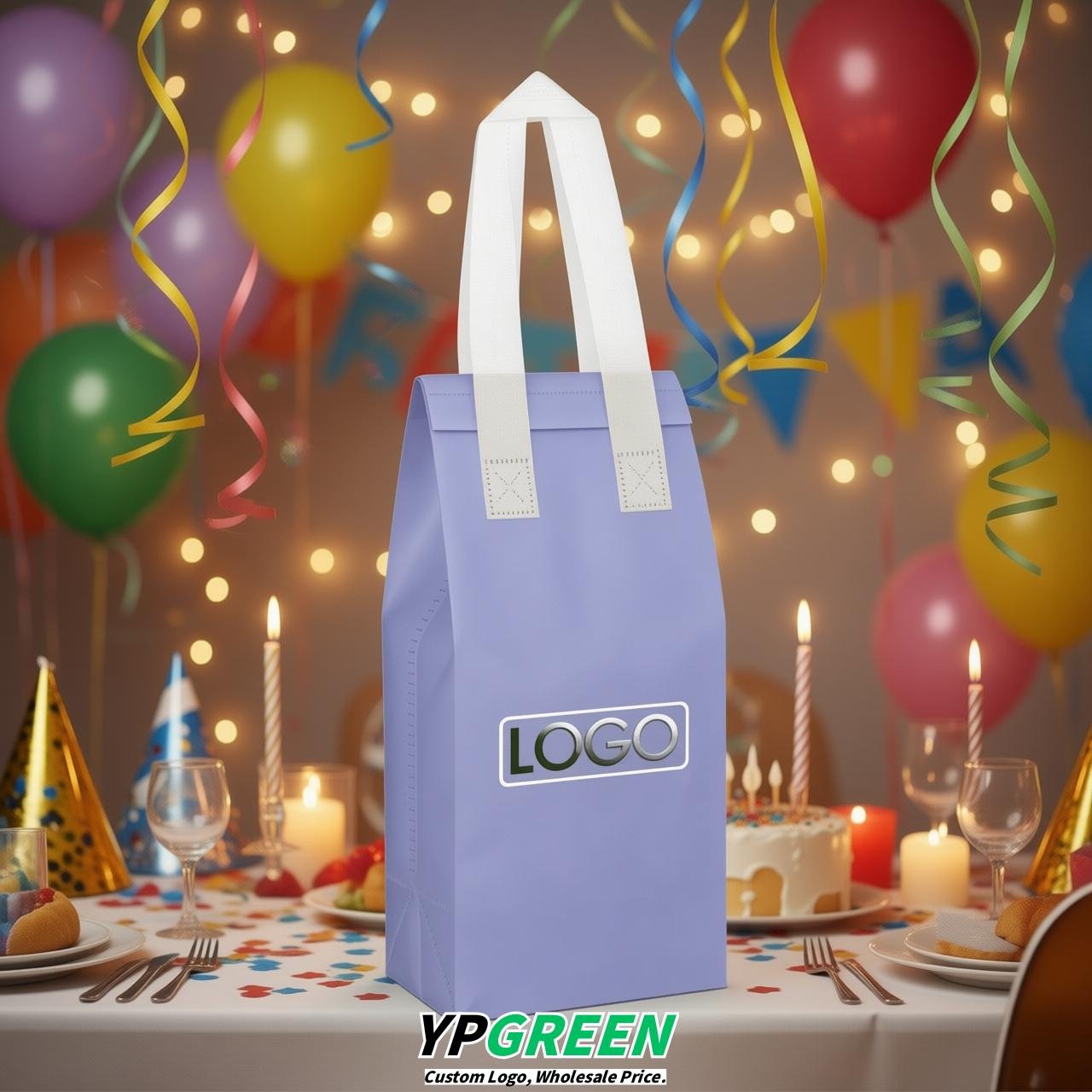 Periwinkle Individual insulated take away bags wholesale 11x4.7x3.9 inches Thermal Beverage Take Out Bags