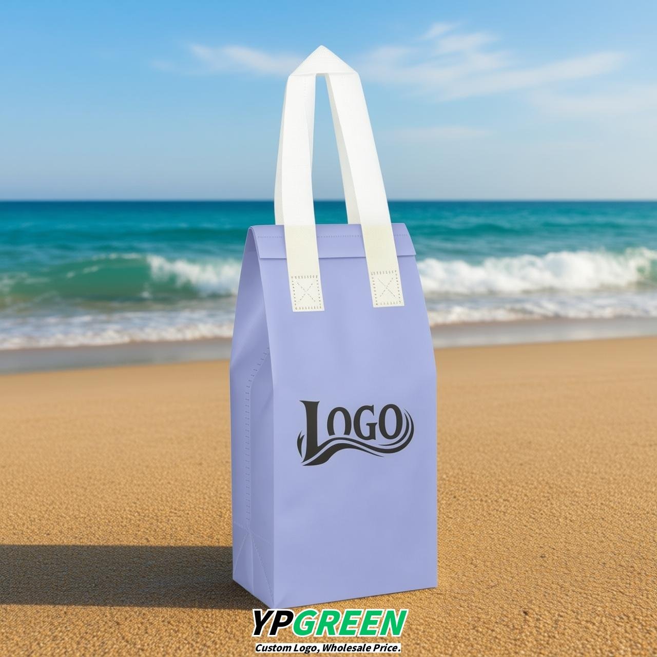Periwinkle Individual insulated take away bags wholesale 11x4.7x3.9 inches Thermal Beverage Take Out Bags