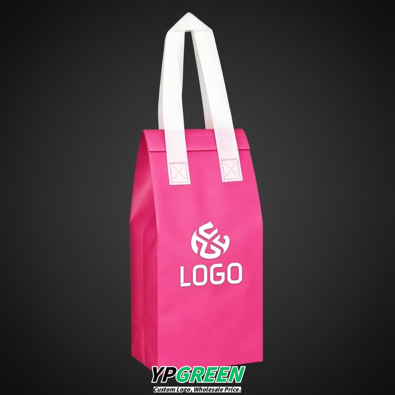 Pink Individual insulated take away bags wholesale 11x4.7x3.9 inches Thermal Beverage Take Out Bags