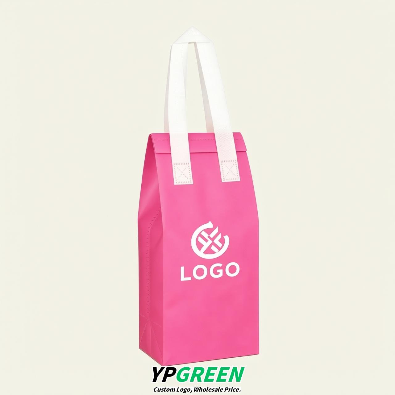 Pink Individual insulated take away bags wholesale 11x4.7x3.9 inches Thermal Beverage Take Out Bags