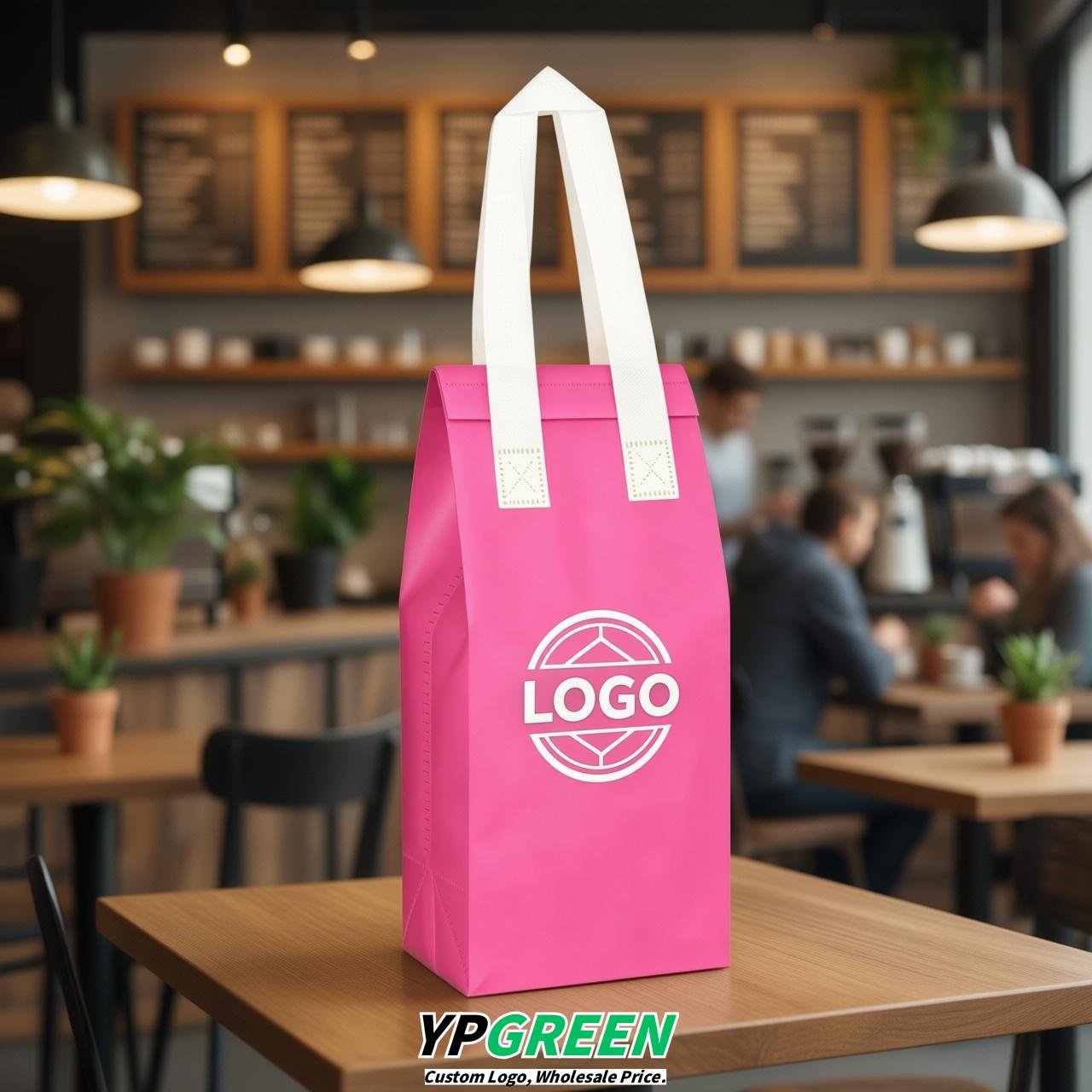 Pink Individual insulated take away bags wholesale 11x4.7x3.9 inches Thermal Beverage Take Out Bags