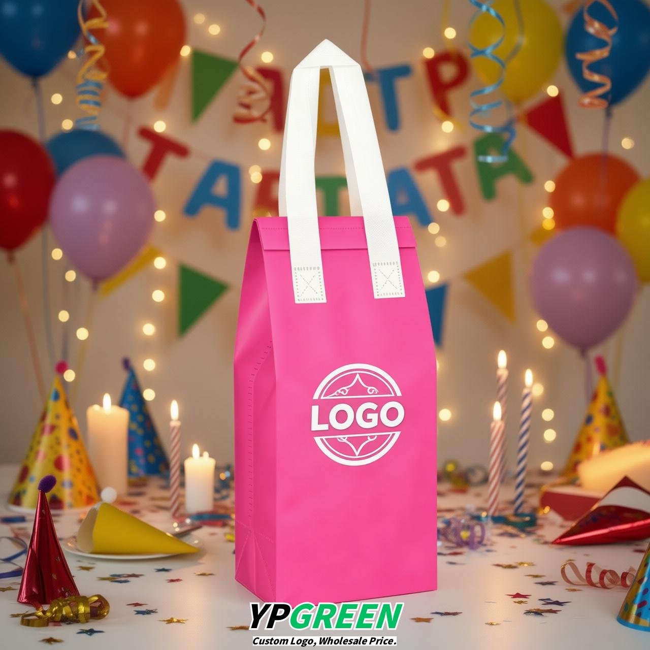 Pink Individual insulated take away bags wholesale 11x4.7x3.9 inches Thermal Beverage Take Out Bags