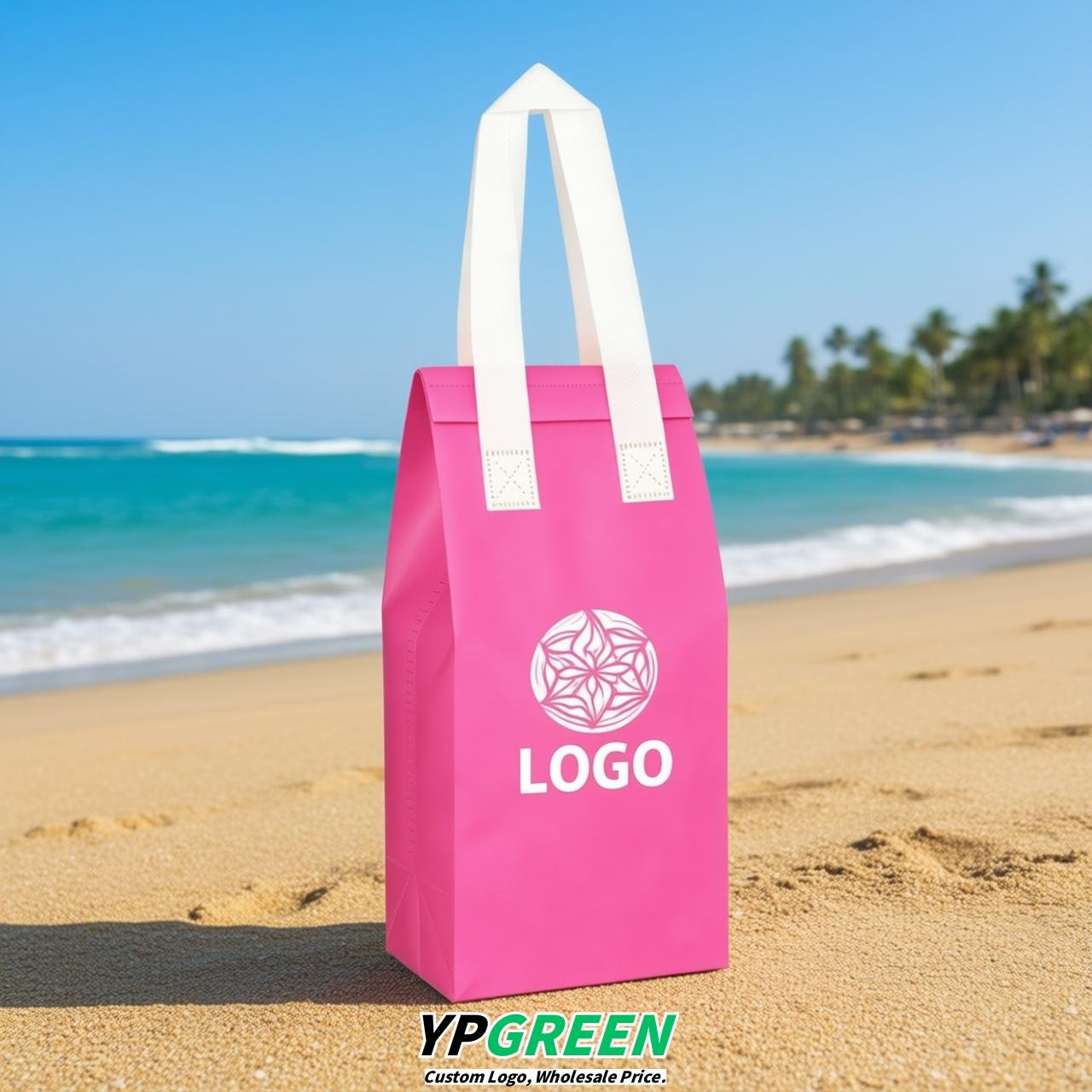 Pink Individual insulated take away bags wholesale 11x4.7x3.9 inches Thermal Beverage Take Out Bags