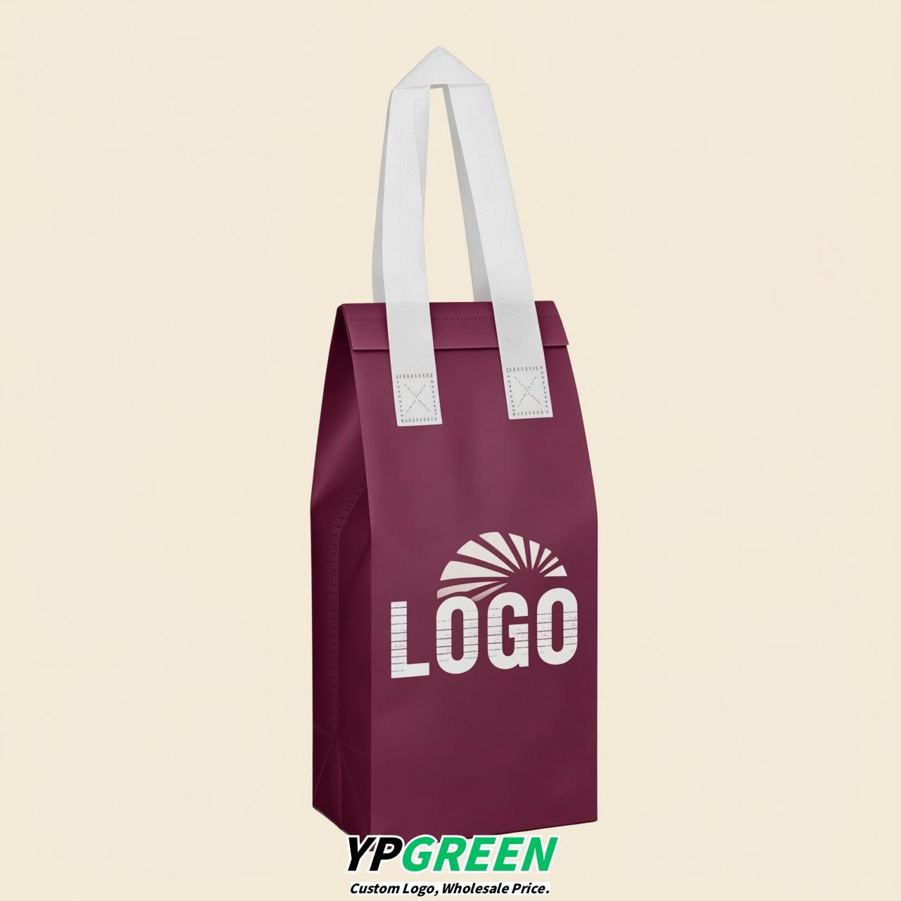 Plum Individual insulated take away bags wholesale 11x4.7x3.9 inches Thermal Beverage Take Out Bags