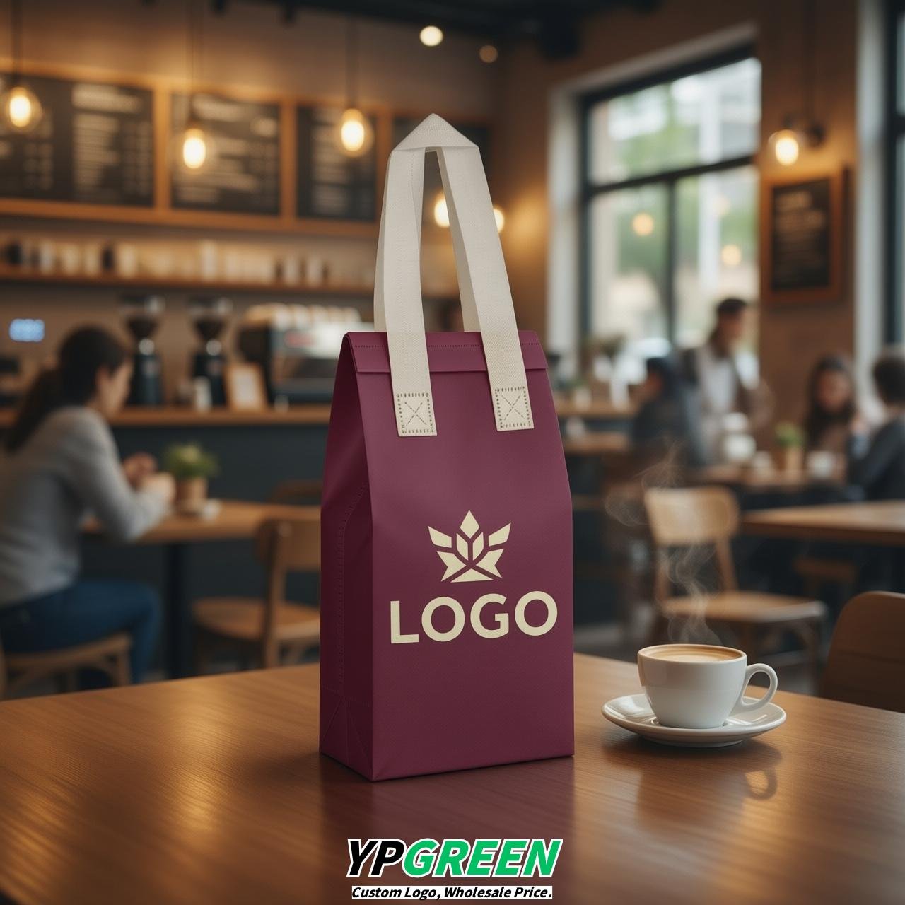 Plum Individual insulated take away bags wholesale 11x4.7x3.9 inches Thermal Beverage Take Out Bags