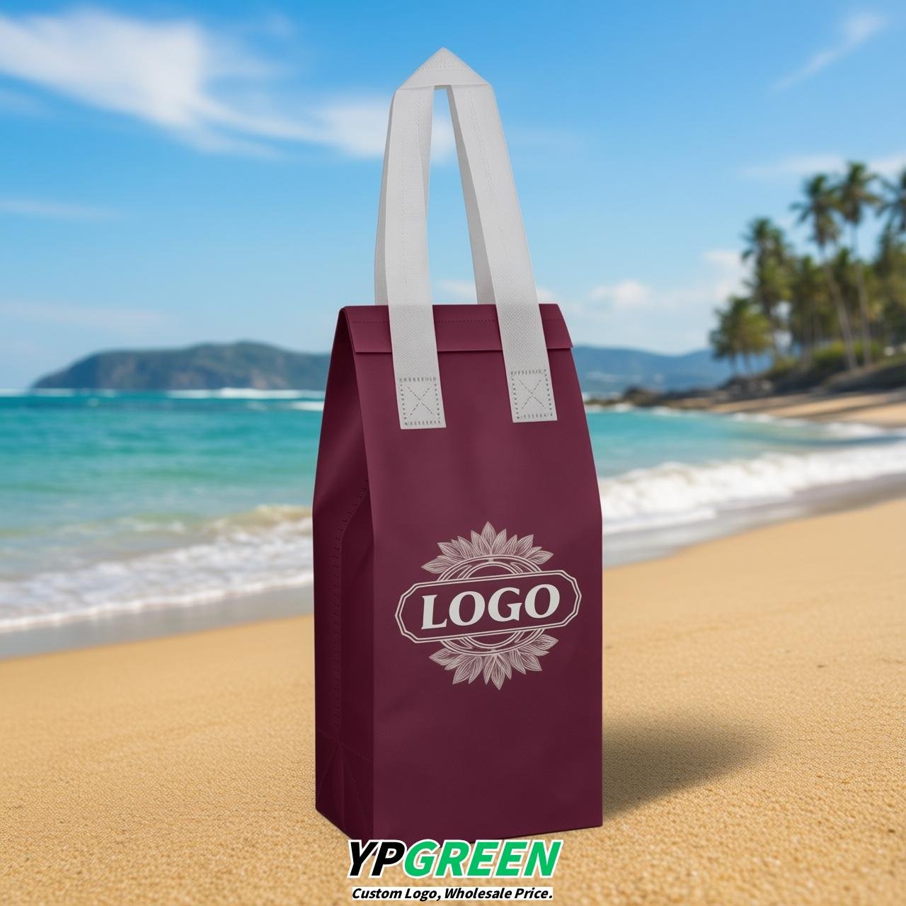 Plum Individual insulated take away bags wholesale 11x4.7x3.9 inches Thermal Beverage Take Out Bags