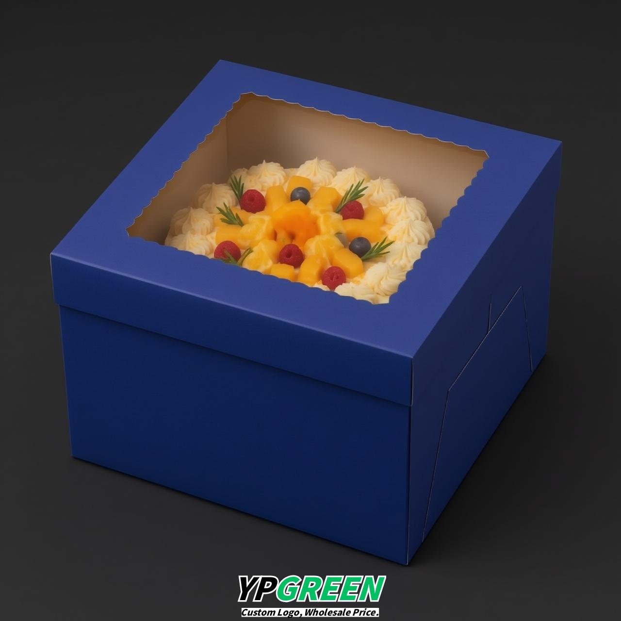 Prussian Blue 10 & 12 inches Tall Cake Box with Window - Square Cardboard Cake Box