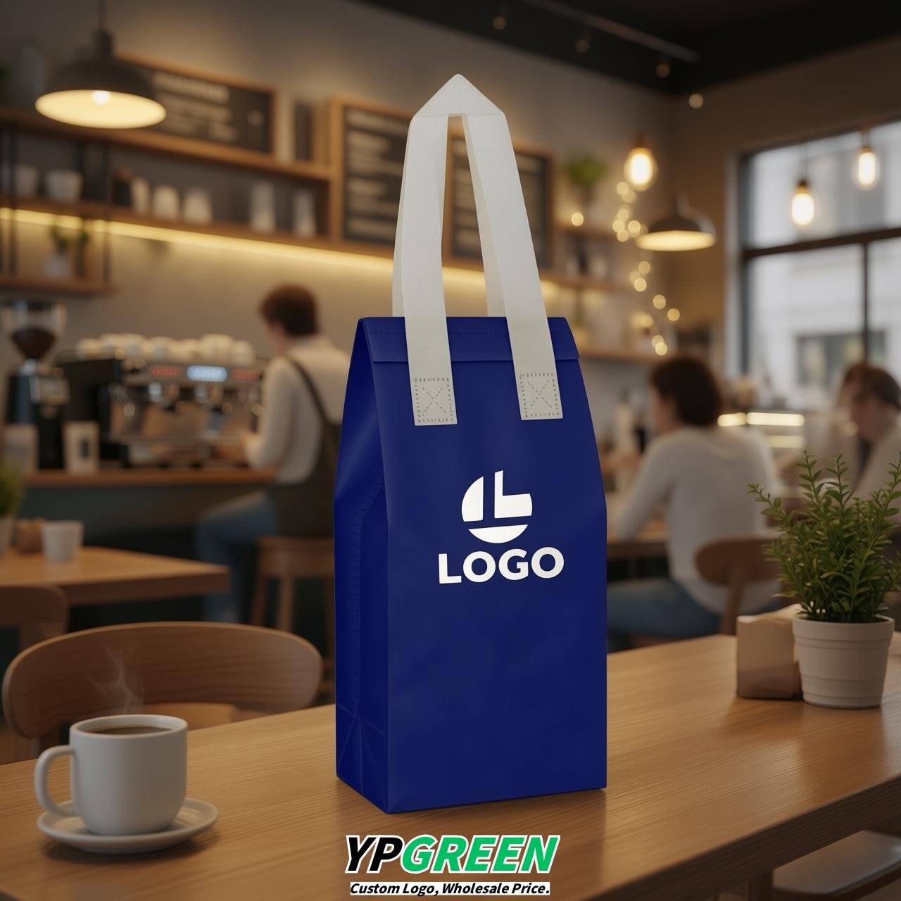 Prussian Blue Individual insulated take away bags wholesale 11x4.7x3.9 inches Thermal Beverage Take Out Bags