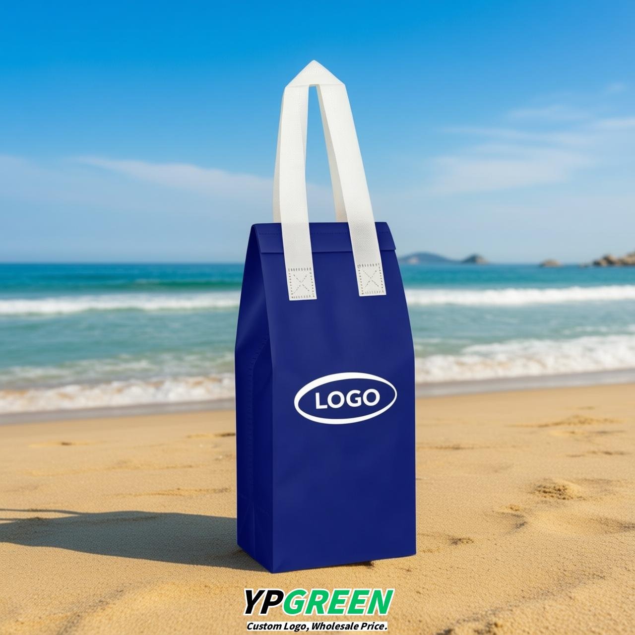 Prussian Blue Individual insulated take away bags wholesale 11x4.7x3.9 inches Thermal Beverage Take Out Bags