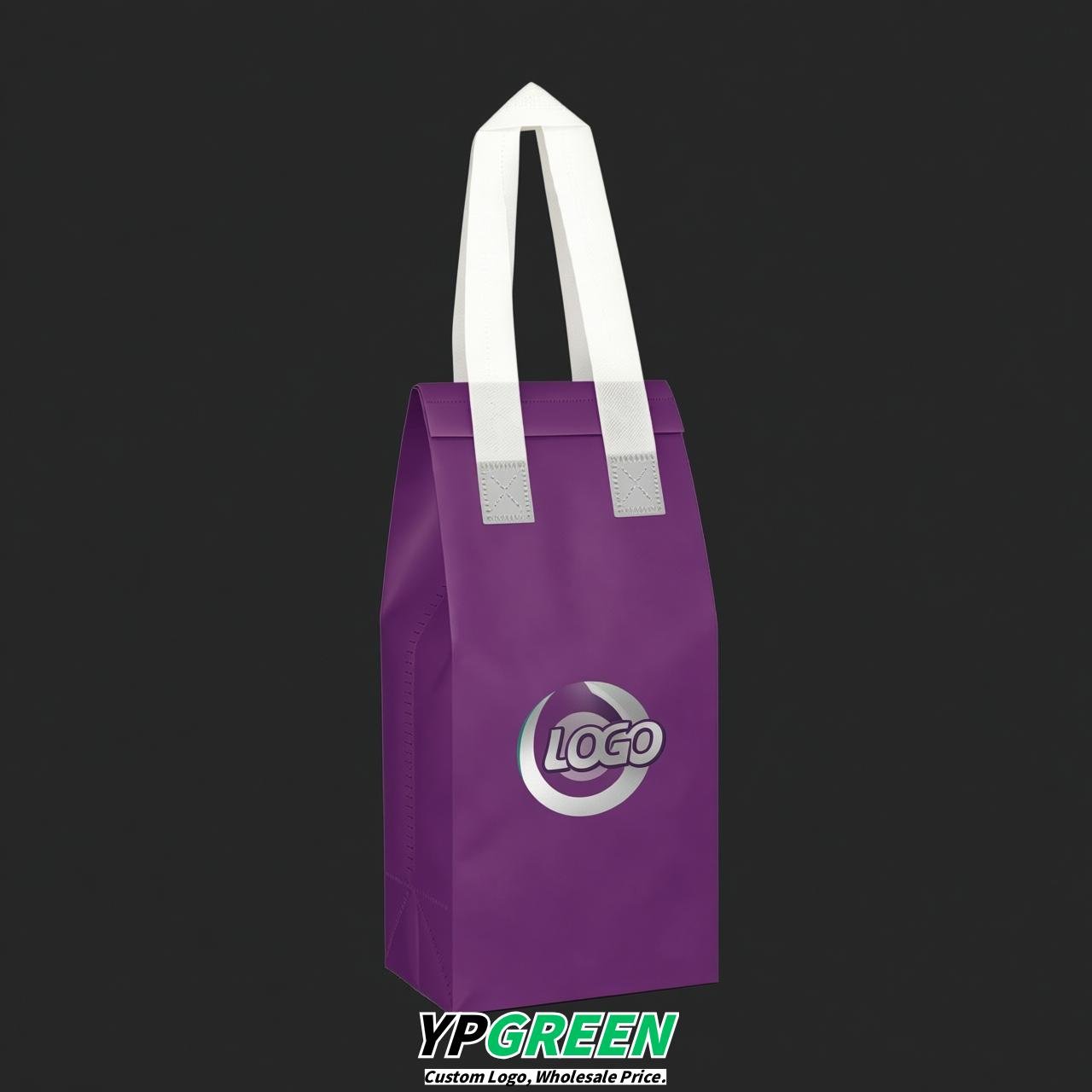 Purple Individual insulated take away bags wholesale 11x4.7x3.9 inches Thermal Beverage Take Out Bags