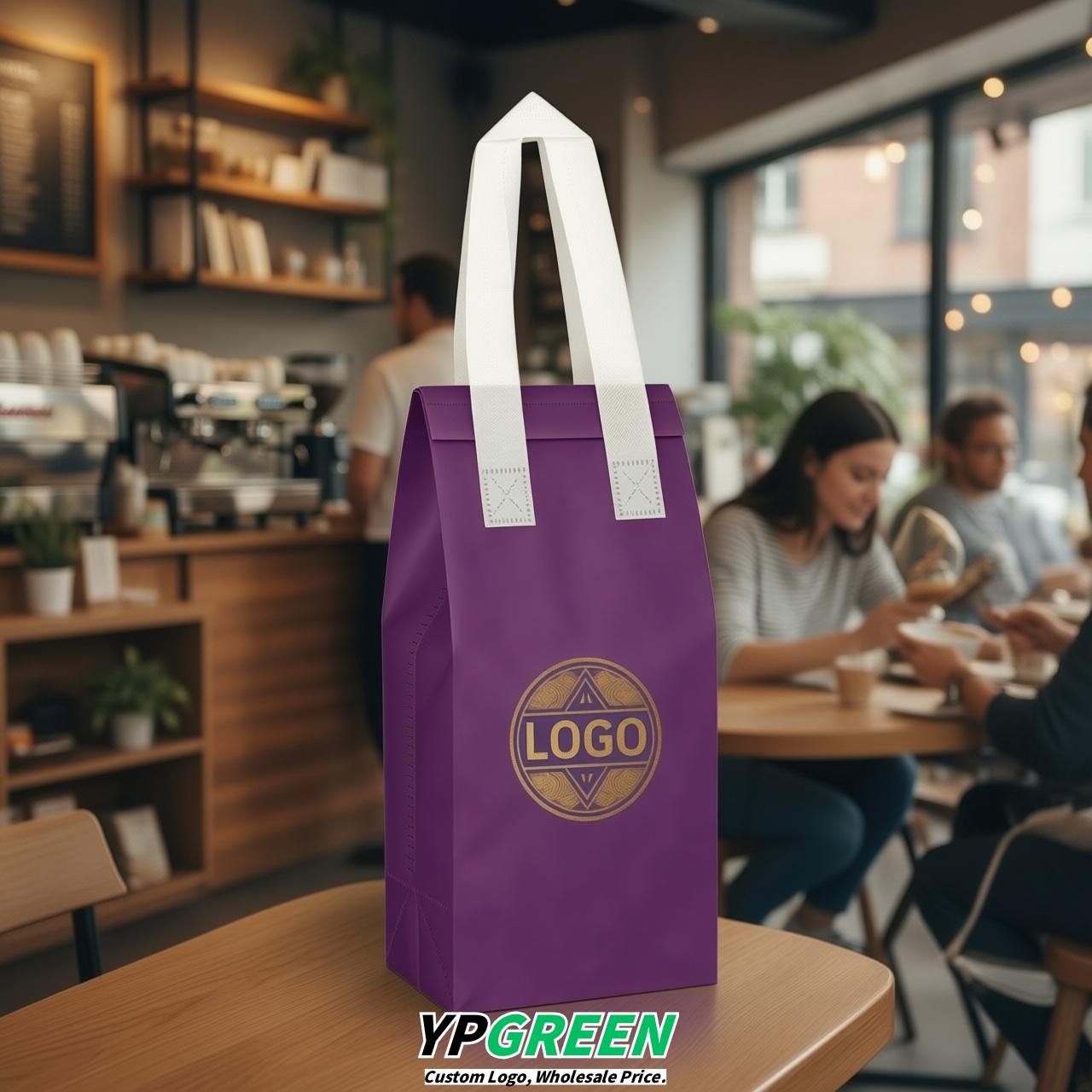 Purple Individual insulated take away bags wholesale 11x4.7x3.9 inches Thermal Beverage Take Out Bags