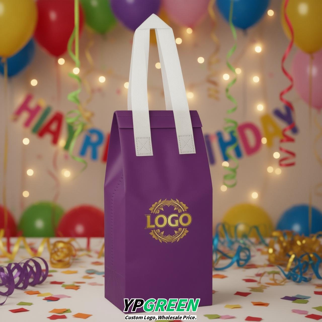Purple Individual insulated take away bags wholesale 11x4.7x3.9 inches Thermal Beverage Take Out Bags