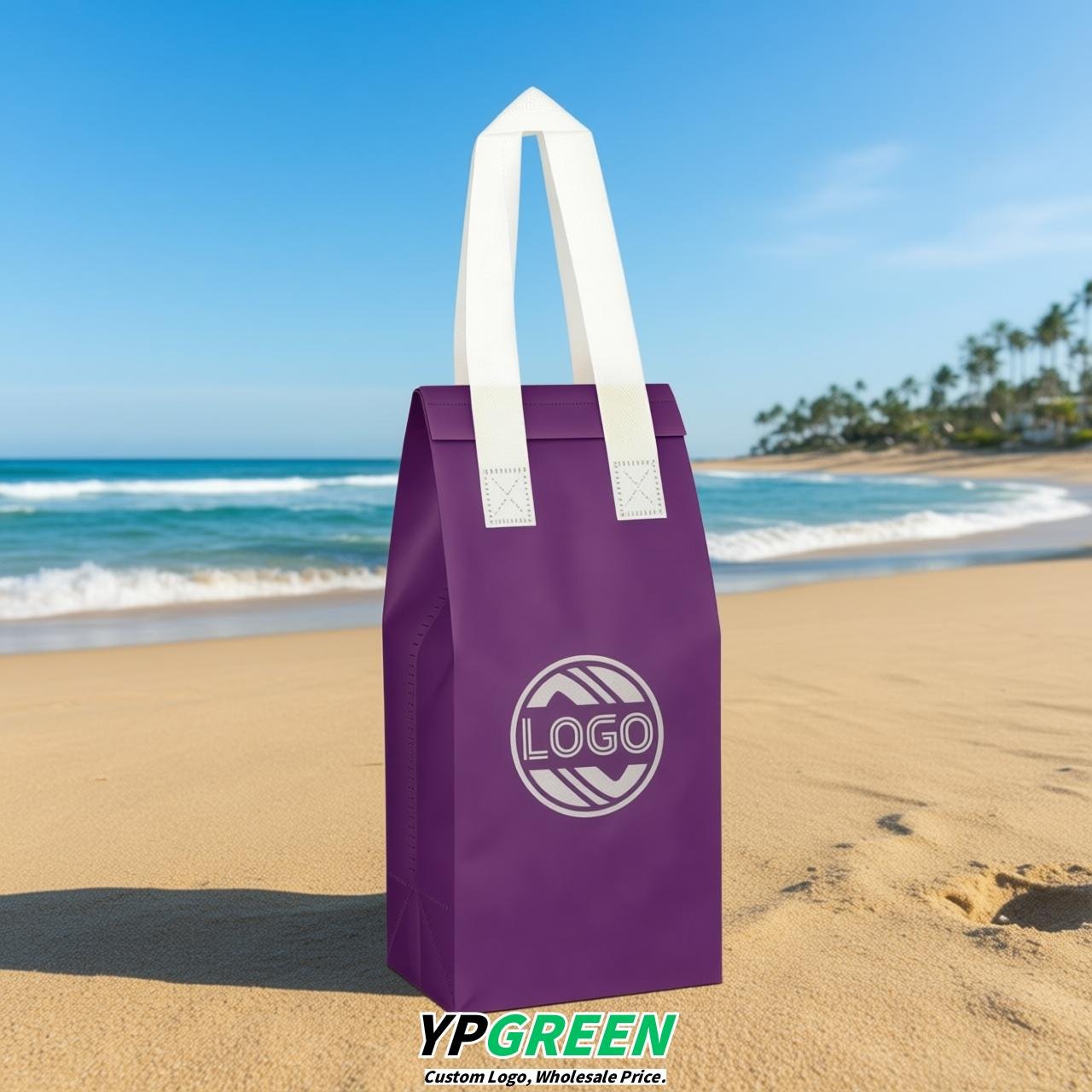 Purple Individual insulated take away bags wholesale 11x4.7x3.9 inches Thermal Beverage Take Out Bags