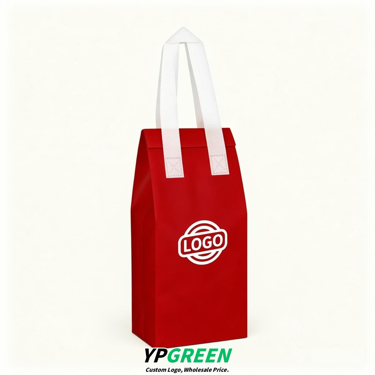 Red Individual insulated take away bags wholesale 11x4.7x3.9 inches Thermal Beverage Take Out Bags