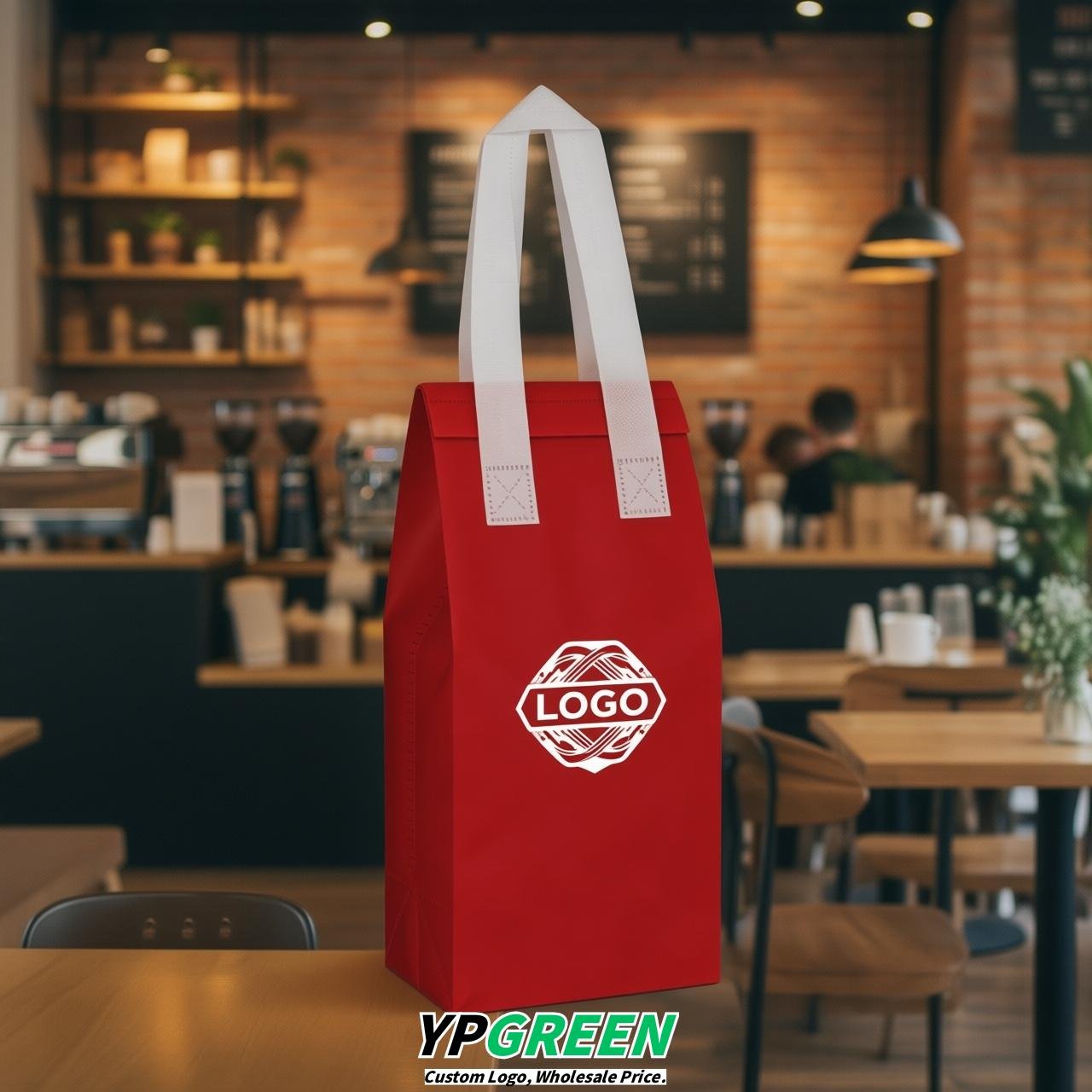 Red Individual insulated take away bags wholesale 11x4.7x3.9 inches Thermal Beverage Take Out Bags