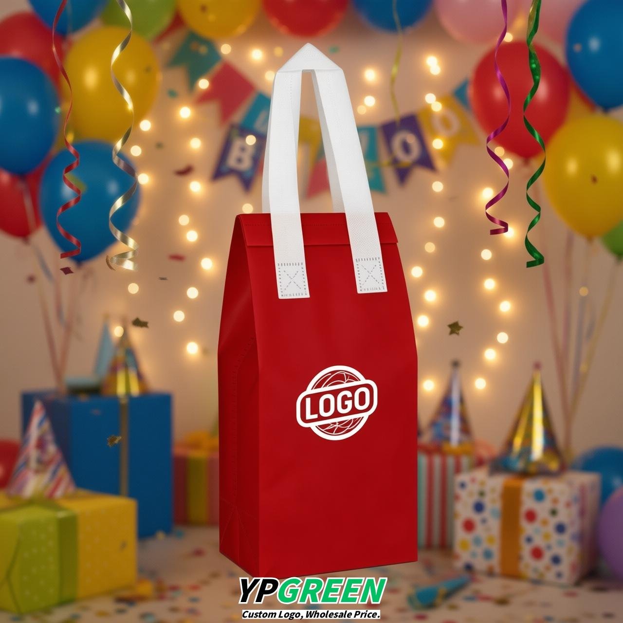 Red Individual insulated take away bags wholesale 11x4.7x3.9 inches Thermal Beverage Take Out Bags