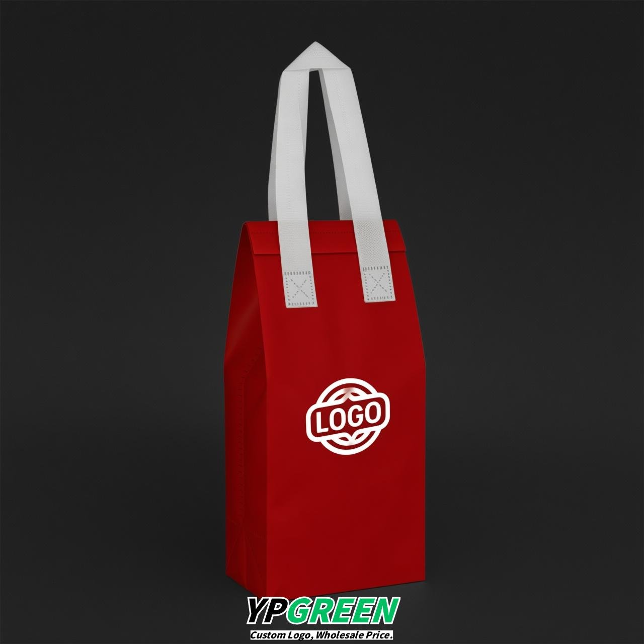 Red Individual insulated take away bags wholesale 11x4.7x3.9 inches Thermal Beverage Take Out Bags