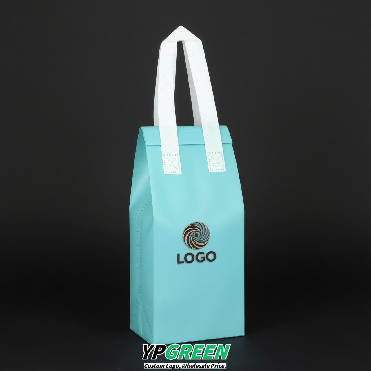Robin Egg Blue Individual insulated take away bags wholesale 11x4.7x3.9 inches Thermal Beverage Take Out Bags