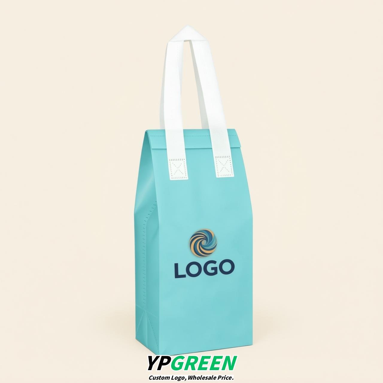 Robin Egg Blue Individual insulated take away bags wholesale 11x4.7x3.9 inches Thermal Beverage Take Out Bags