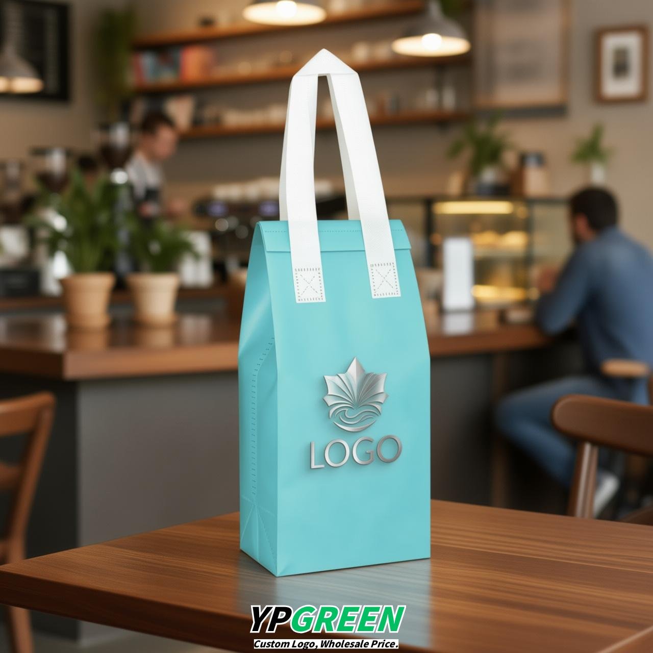 Robin Egg Blue Individual insulated take away bags wholesale 11x4.7x3.9 inches Thermal Beverage Take Out Bags