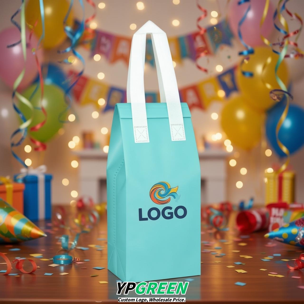 Robin Egg Blue Individual insulated take away bags wholesale 11x4.7x3.9 inches Thermal Beverage Take Out Bags