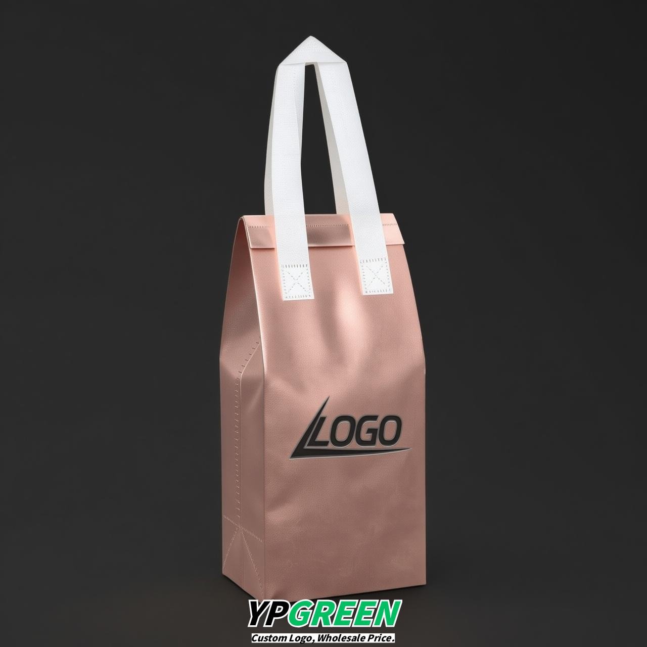 Rose Gold Individual insulated take away bags wholesale 11x4.7x3.9 inches Thermal Beverage Take Out Bags