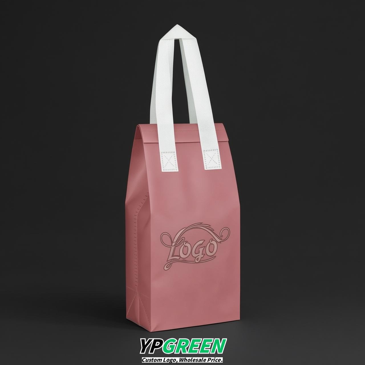 Rose Pink Individual insulated take away bags wholesale 11x4.7x3.9 inches Thermal Beverage Take Out Bags