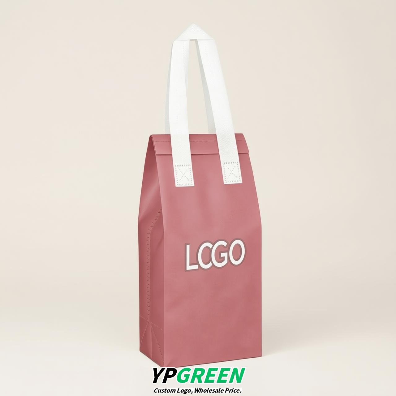 Rose Pink Individual insulated take away bags wholesale 11x4.7x3.9 inches Thermal Beverage Take Out Bags