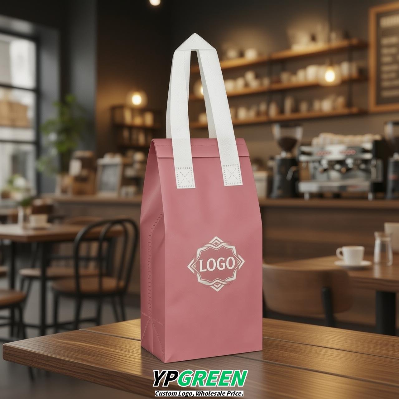 Rose Pink Individual insulated take away bags wholesale 11x4.7x3.9 inches Thermal Beverage Take Out Bags