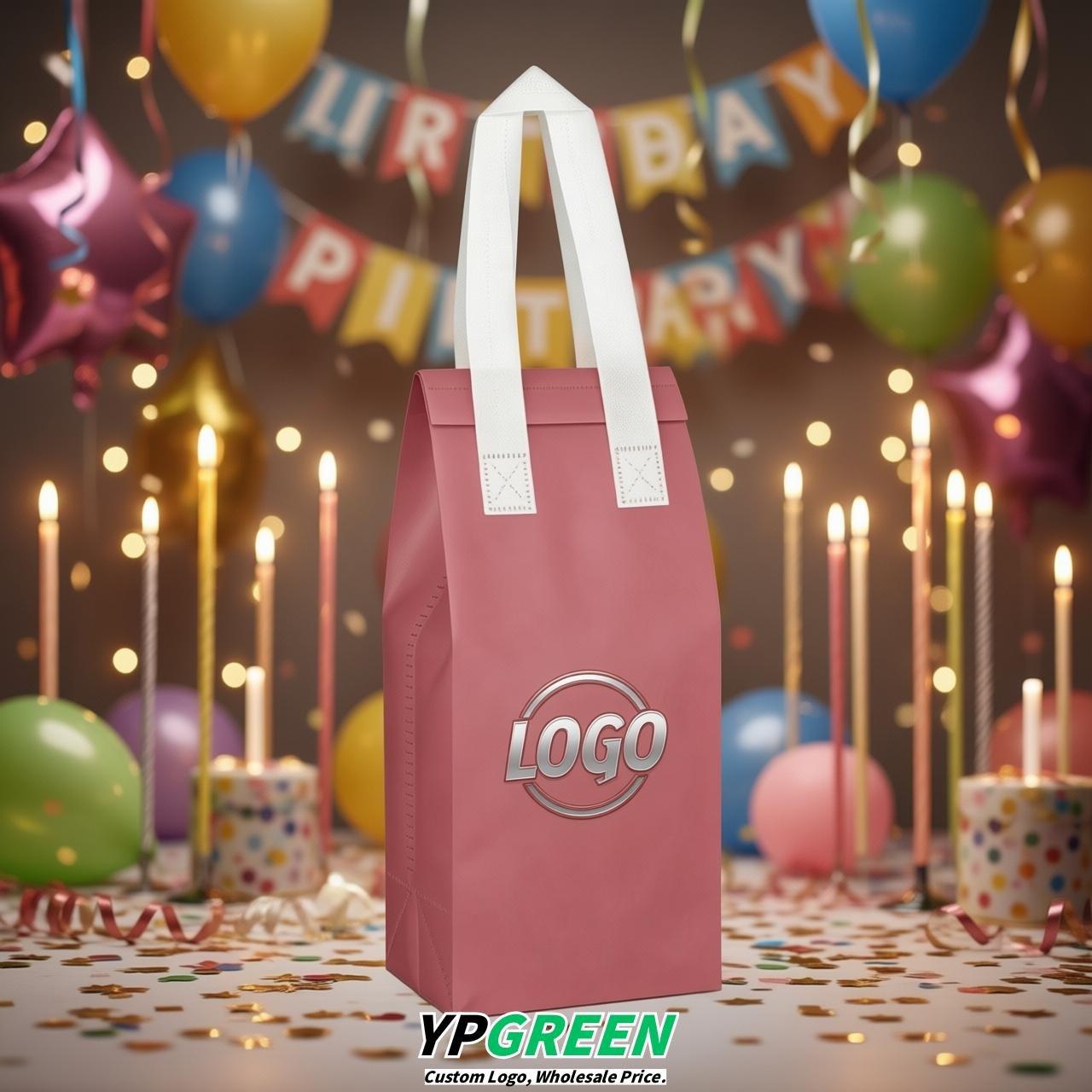 Rose Pink Individual insulated take away bags wholesale 11x4.7x3.9 inches Thermal Beverage Take Out Bags