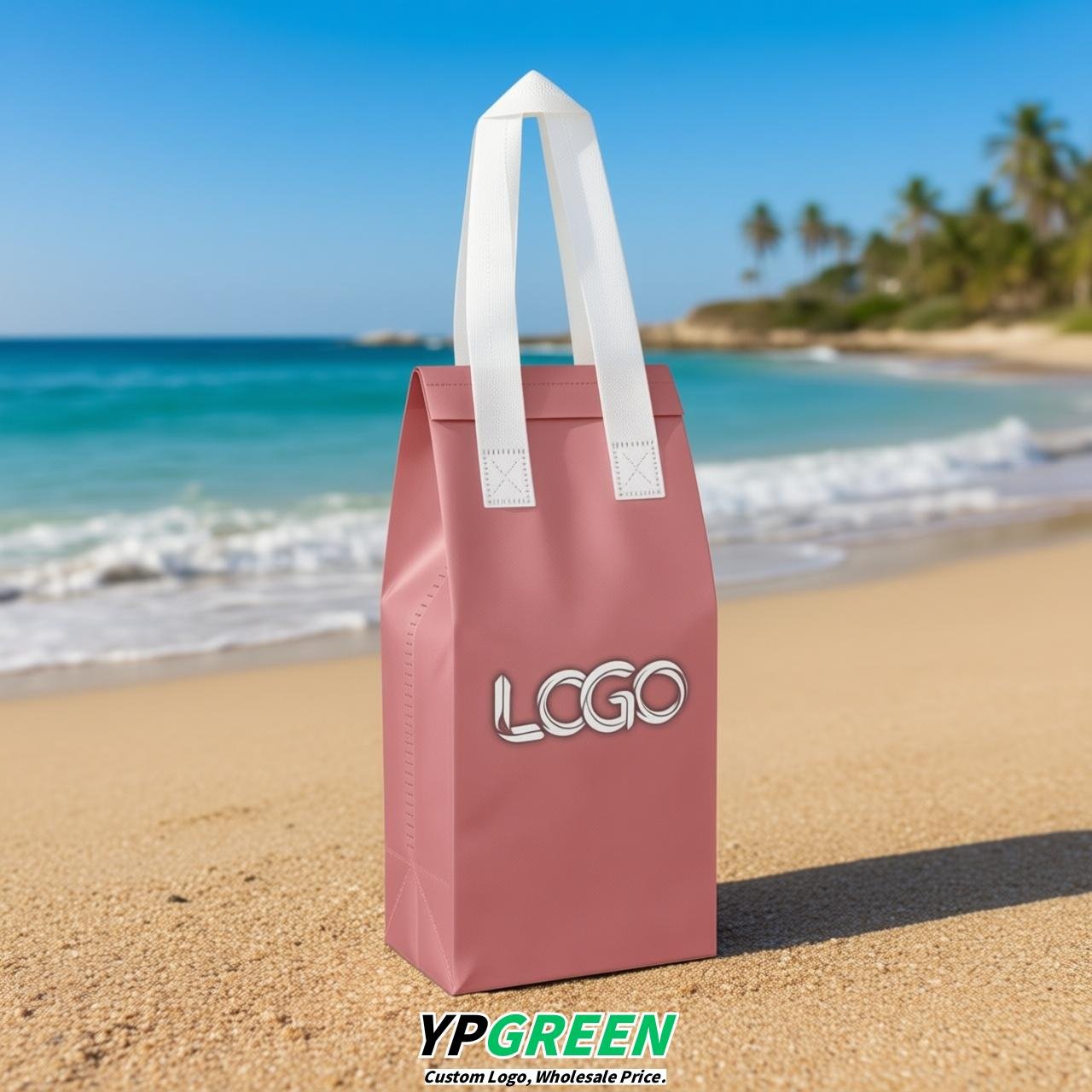 Rose Pink Individual insulated take away bags wholesale 11x4.7x3.9 inches Thermal Beverage Take Out Bags