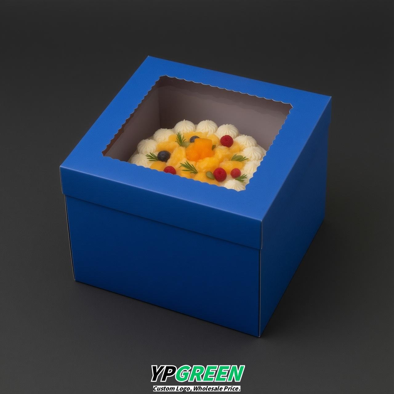 Royal Blue 10 & 12 inches Tall Cake Box with Window - Square Cardboard Cake Box