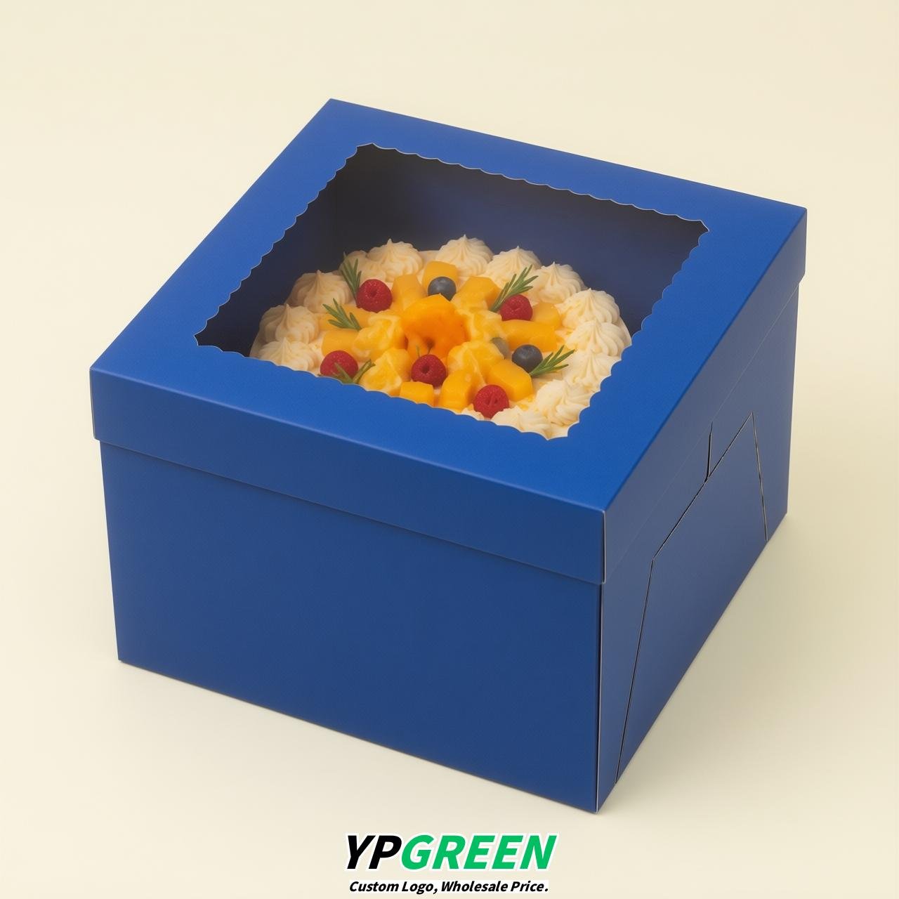 Royal Blue 10 & 12 inches Tall Cake Box with Window - Square Cardboard Cake Box