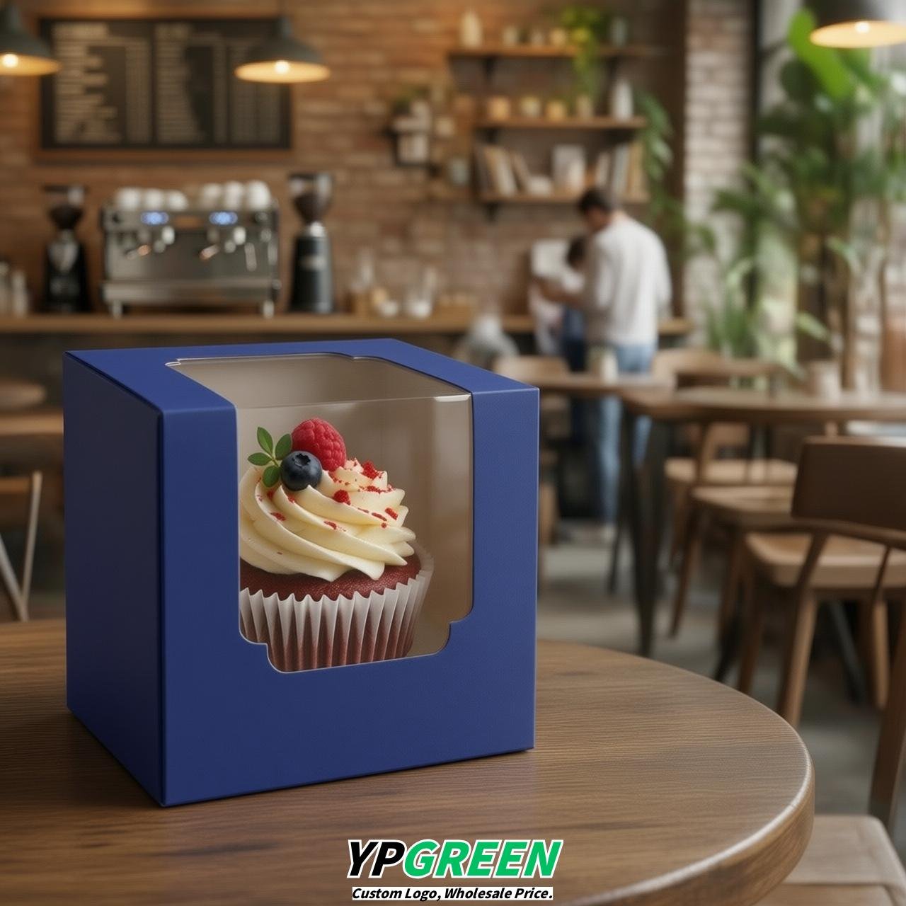 Sapphire Individual 3.5 inches Square Paper Cupcake Box Containers with Windows & Inserts