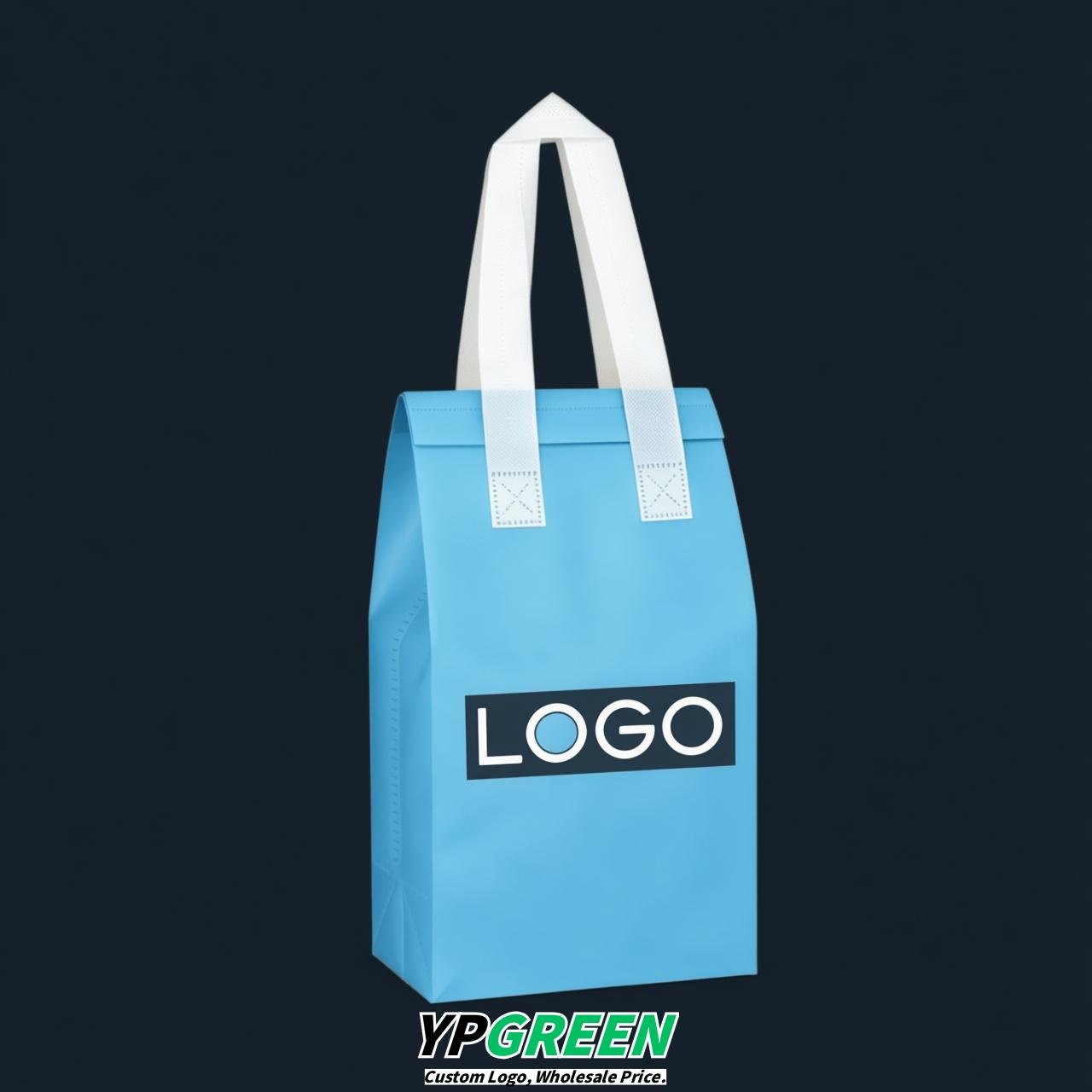 Sky Blue Individual insulated take away bags wholesale 11x4.7x3.9 inches Thermal Beverage Take Out Bags