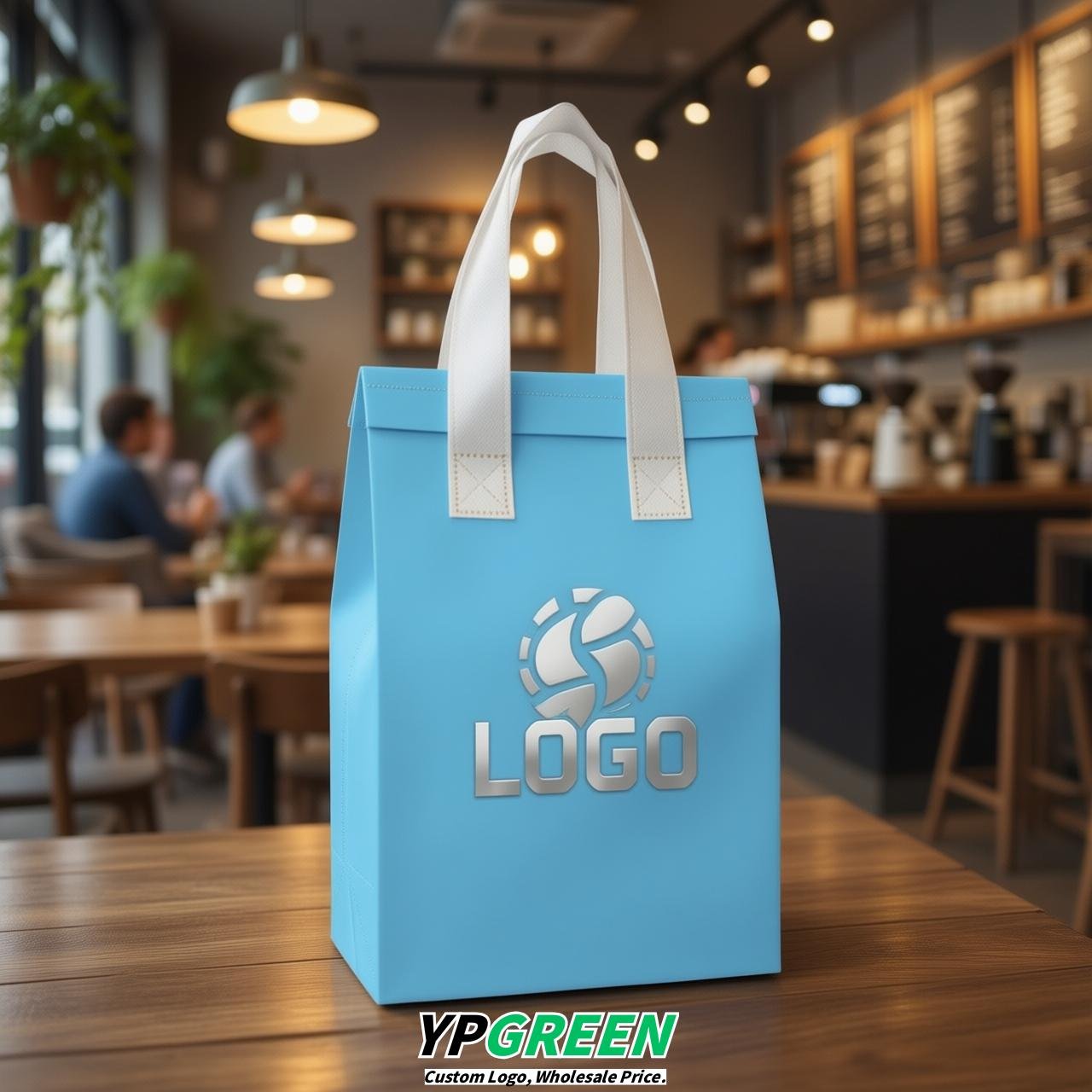 Sky Blue Individual insulated take away bags wholesale 11x4.7x3.9 inches Thermal Beverage Take Out Bags