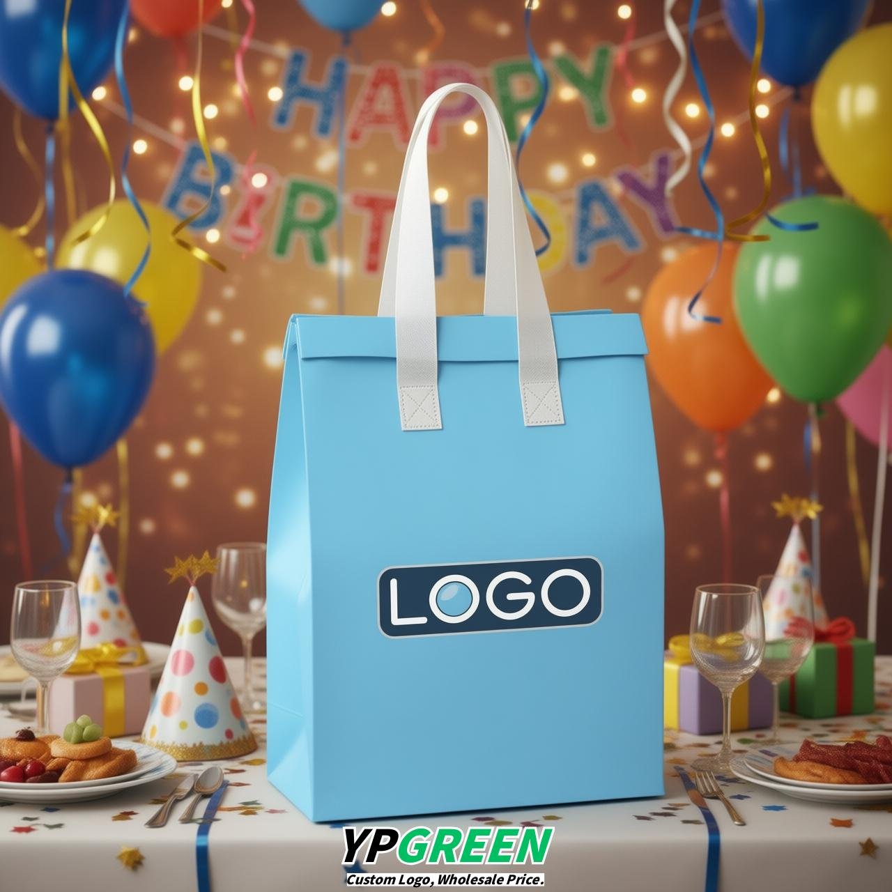 Sky Blue Individual insulated take away bags wholesale 11x4.7x3.9 inches Thermal Beverage Take Out Bags