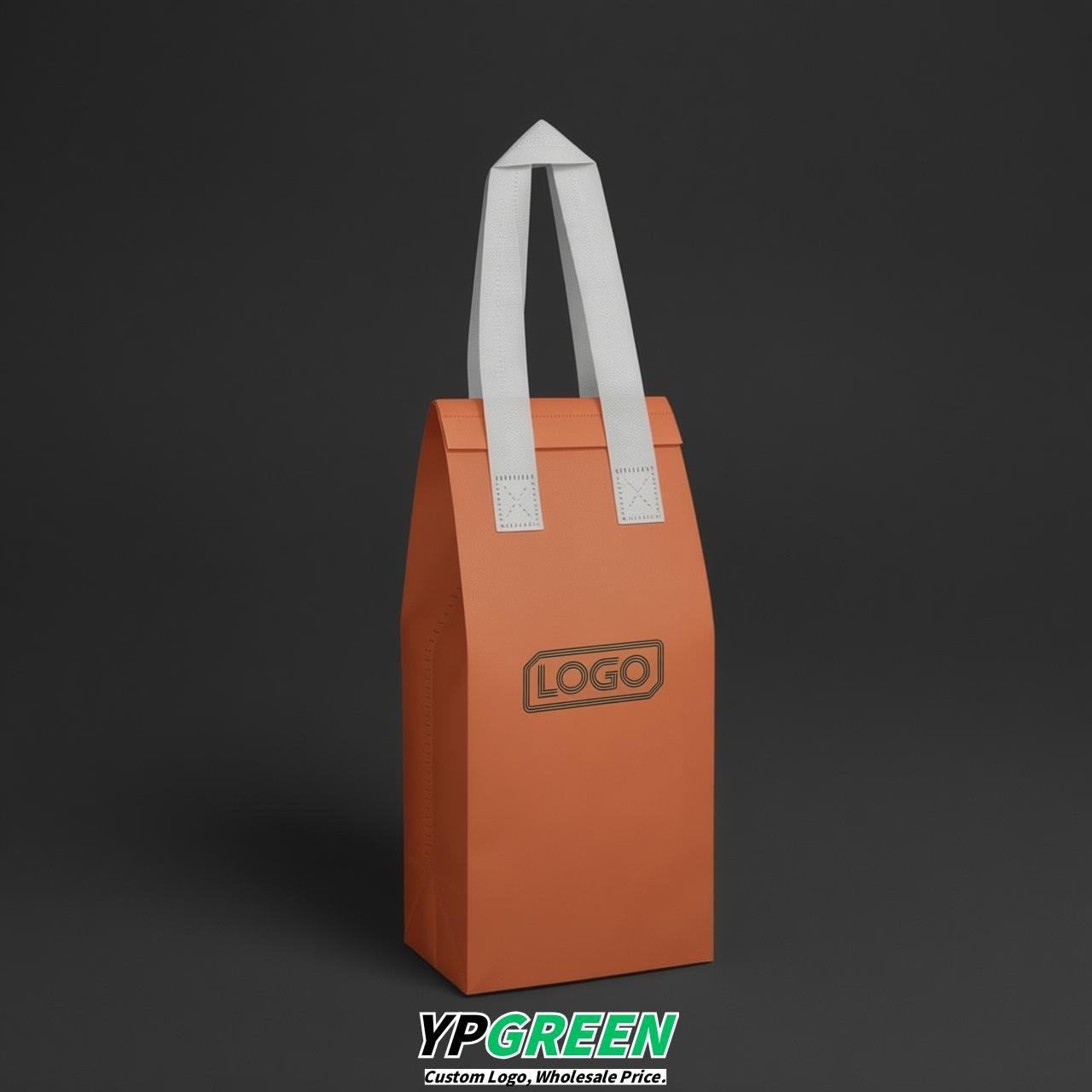 Tangerine Individual insulated take away bags wholesale 11x4.7x3.9 inches Thermal Beverage Take Out Bags