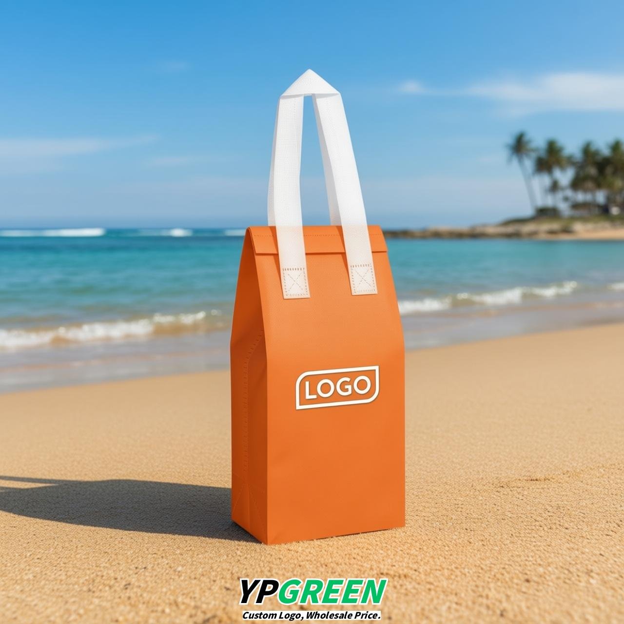 Tangerine Individual insulated take away bags wholesale 11x4.7x3.9 inches Thermal Beverage Take Out Bags