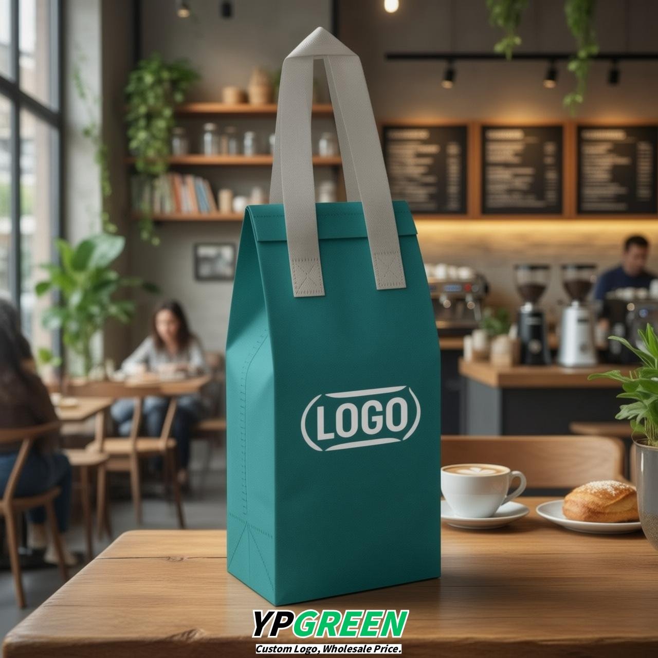 Teal Individual insulated take away bags wholesale 11x4.7x3.9 inches Thermal Beverage Take Out Bags