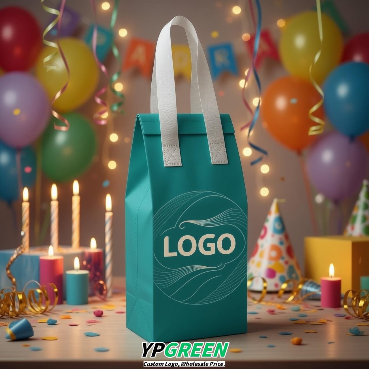 Teal Individual insulated take away bags wholesale 11x4.7x3.9 inches Thermal Beverage Take Out Bags