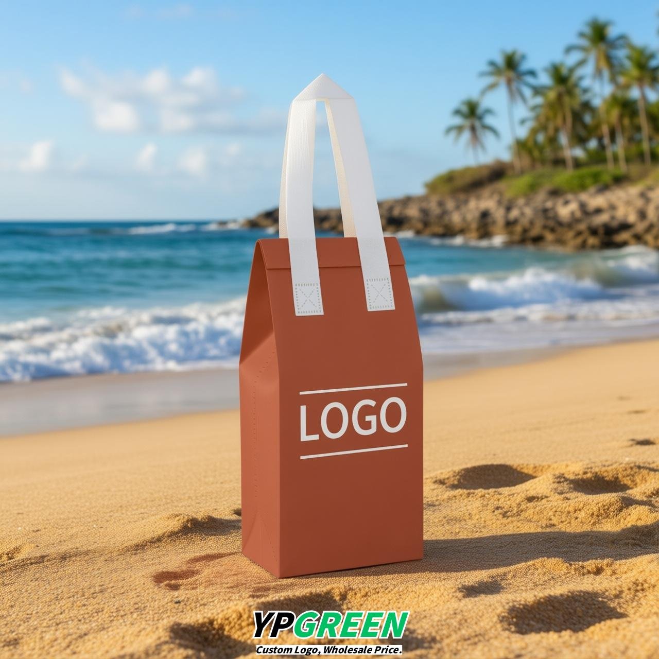 Terracotta Individual insulated take away bags wholesale 11x4.7x3.9 inches Thermal Beverage Take Out Bags
