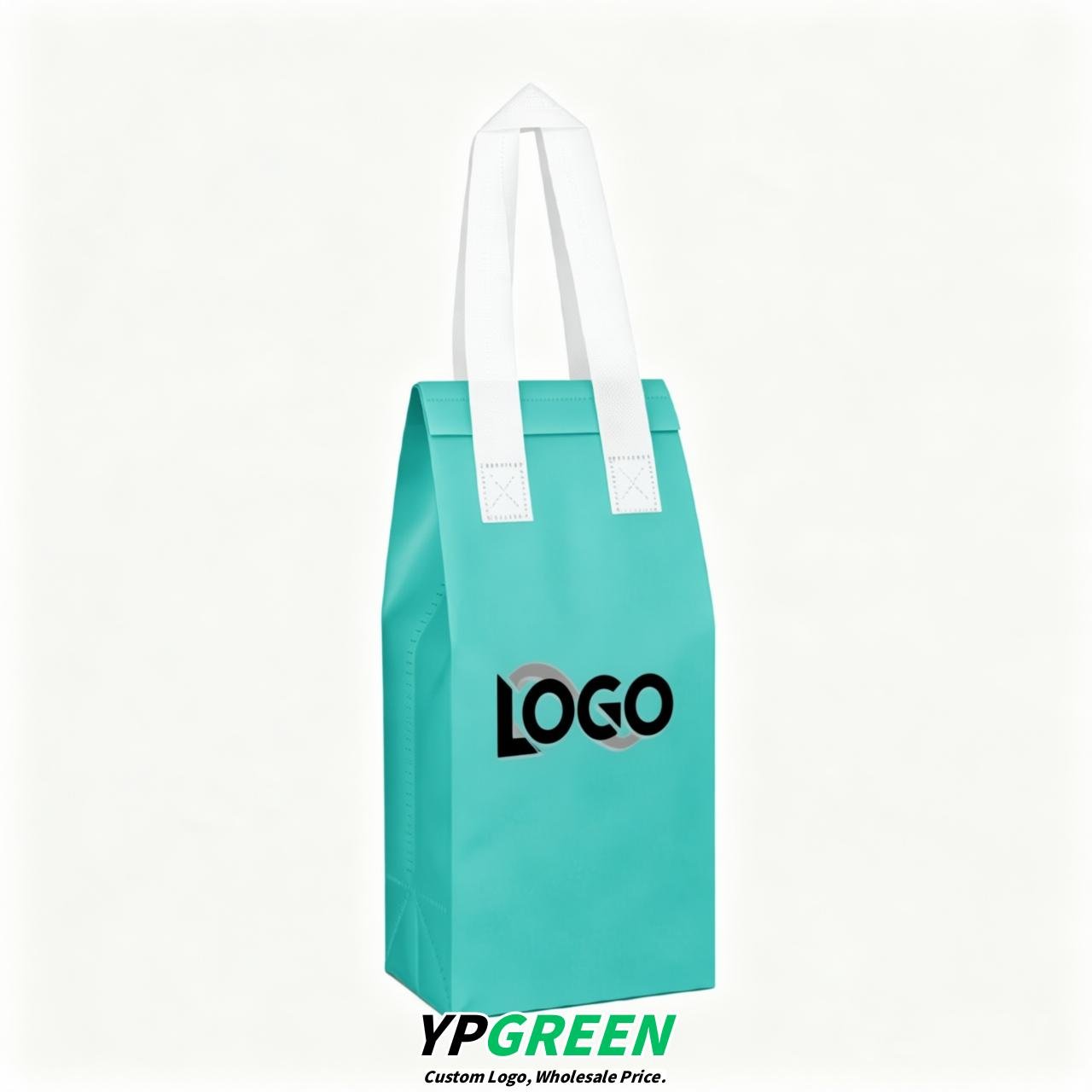 Turquoise Individual insulated take away bags wholesale 11x4.7x3.9 inches Thermal Beverage Take Out Bags