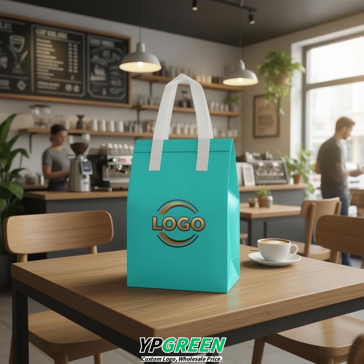Turquoise Individual insulated take away bags wholesale 11x4.7x3.9 inches Thermal Beverage Take Out Bags