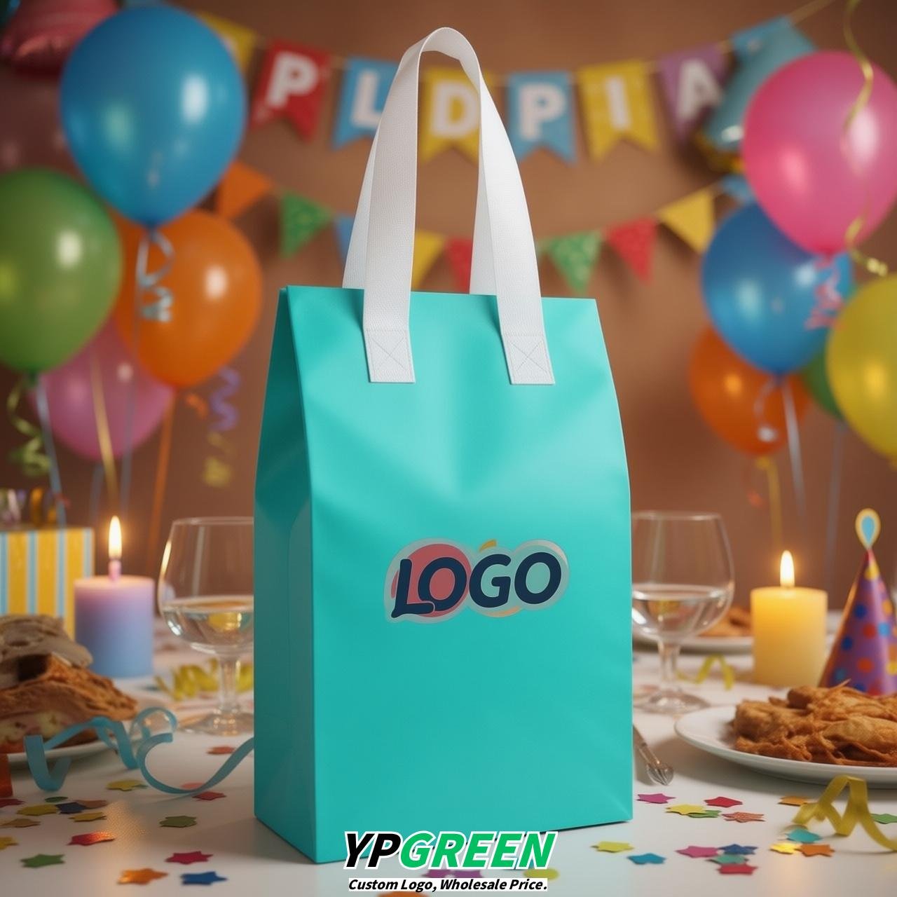 Turquoise Individual insulated take away bags wholesale 11x4.7x3.9 inches Thermal Beverage Take Out Bags