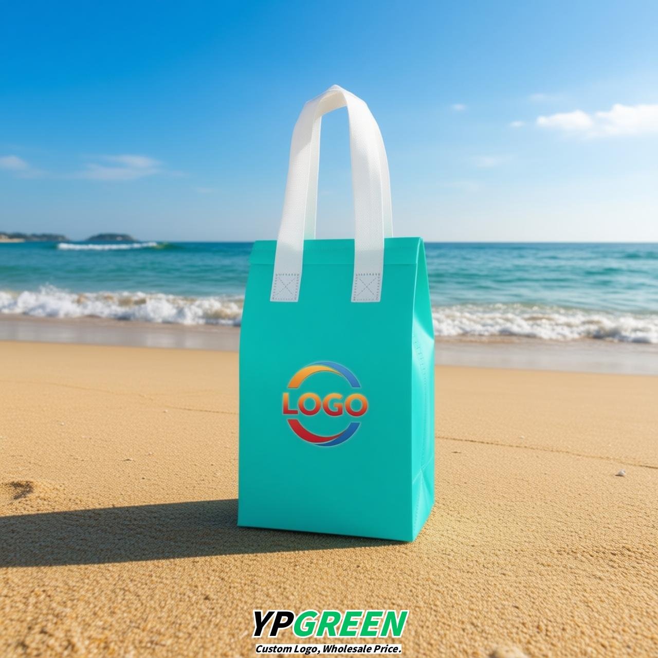 Turquoise Individual insulated take away bags wholesale 11x4.7x3.9 inches Thermal Beverage Take Out Bags