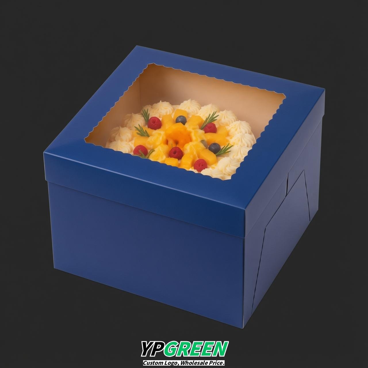 Ultramarine 10 & 12 inches Tall Cake Box with Window - Square Cardboard Cake Box