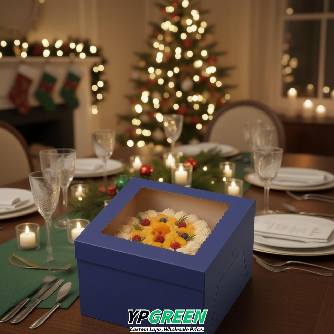 Ultramarine 10 & 12 inches Tall Cake Box with Window - Square Cardboard Cake Box