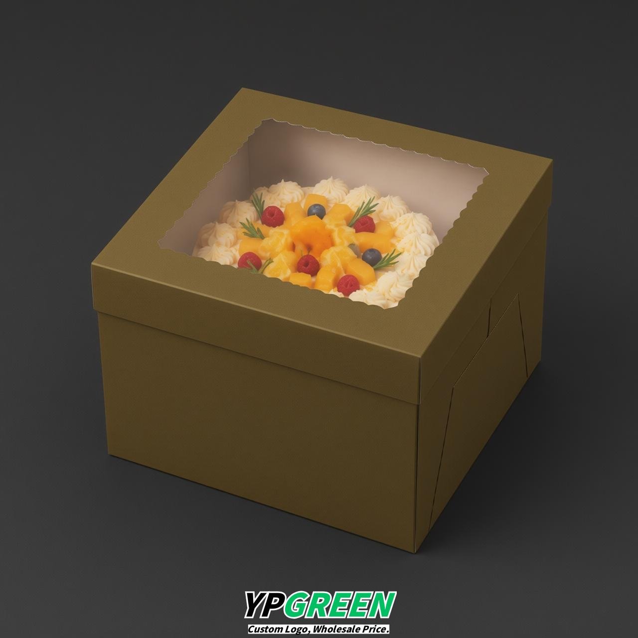 Umber 10 & 12 inches Tall Cake Box with Window - Square Cardboard Cake Box